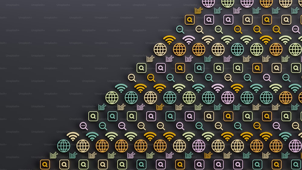 un triangle composé de cercles de différentes couleurs