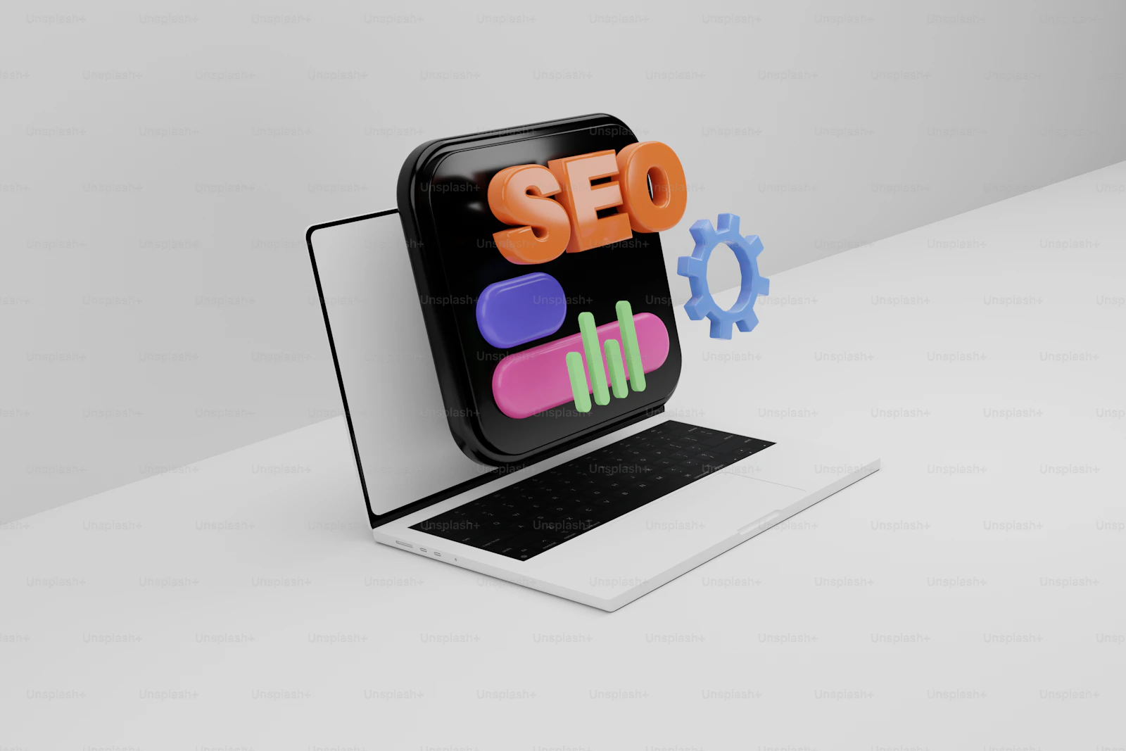 Ordinateur portable avec mention SEO à l'écran pour comparer des alternatives à Semrush