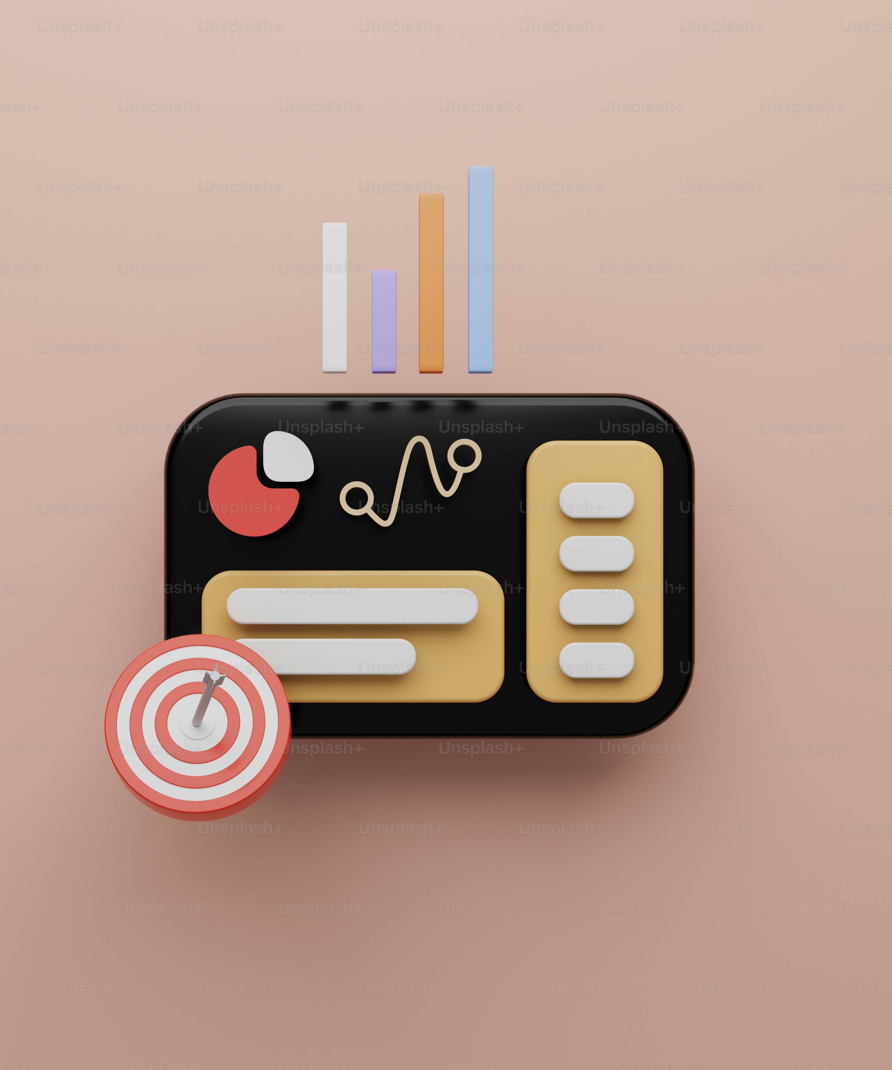 a phone with a dart and a target on top of it