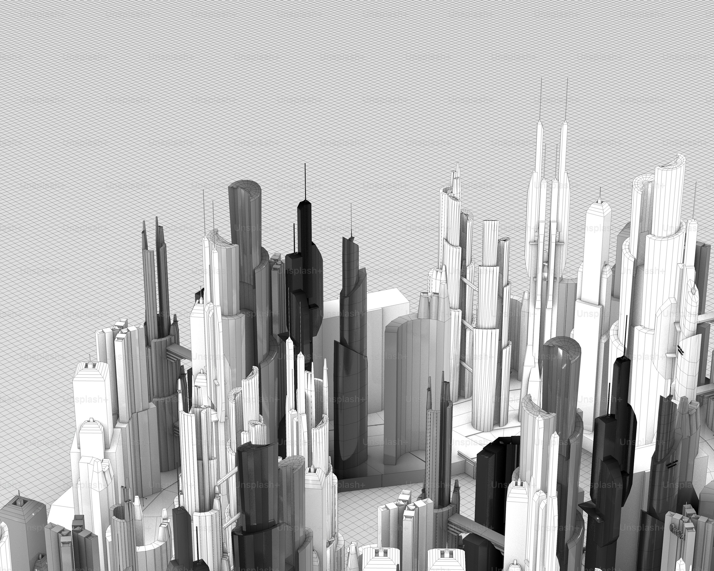 도시의 흑백 사진