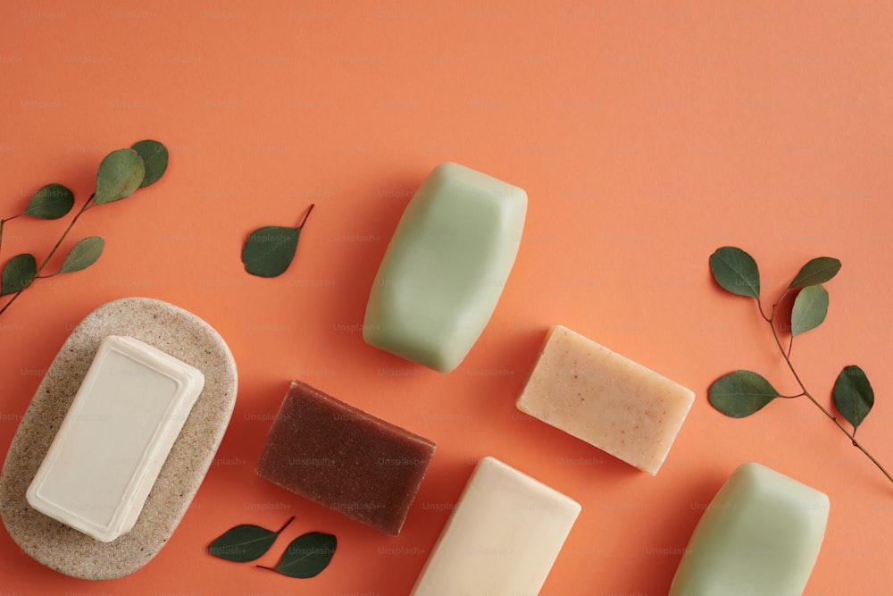 a group of soaps sitting on top of a table