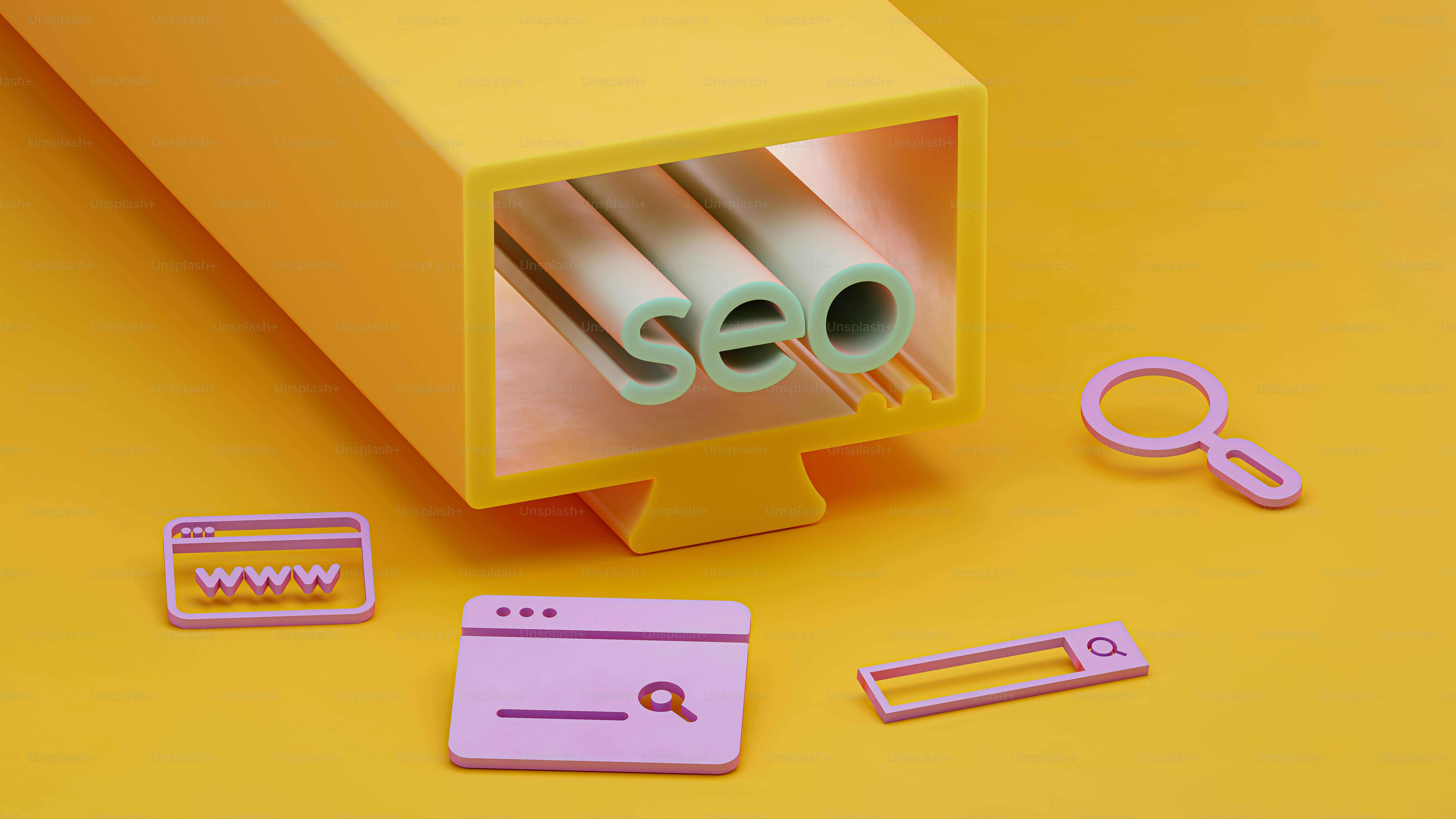 3D render of SEO concept, 8K resolution.