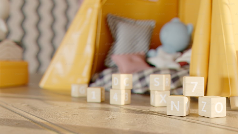 a close up of a number of cubes on a table