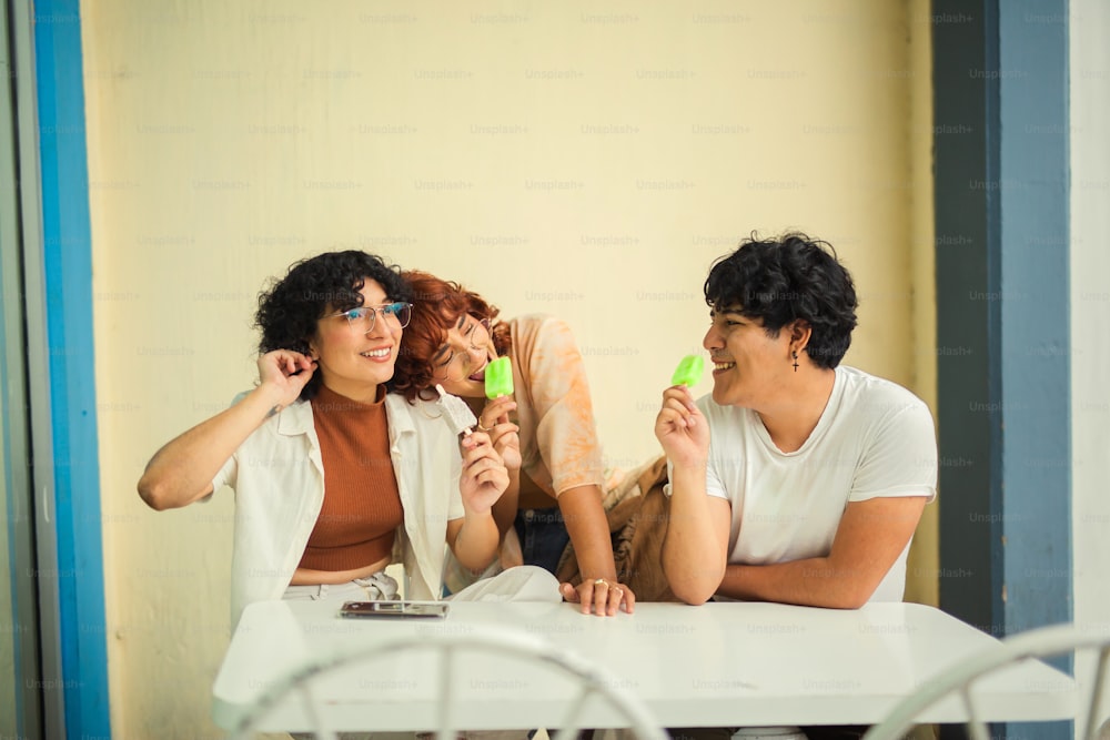 a man and a woman sitting at a table