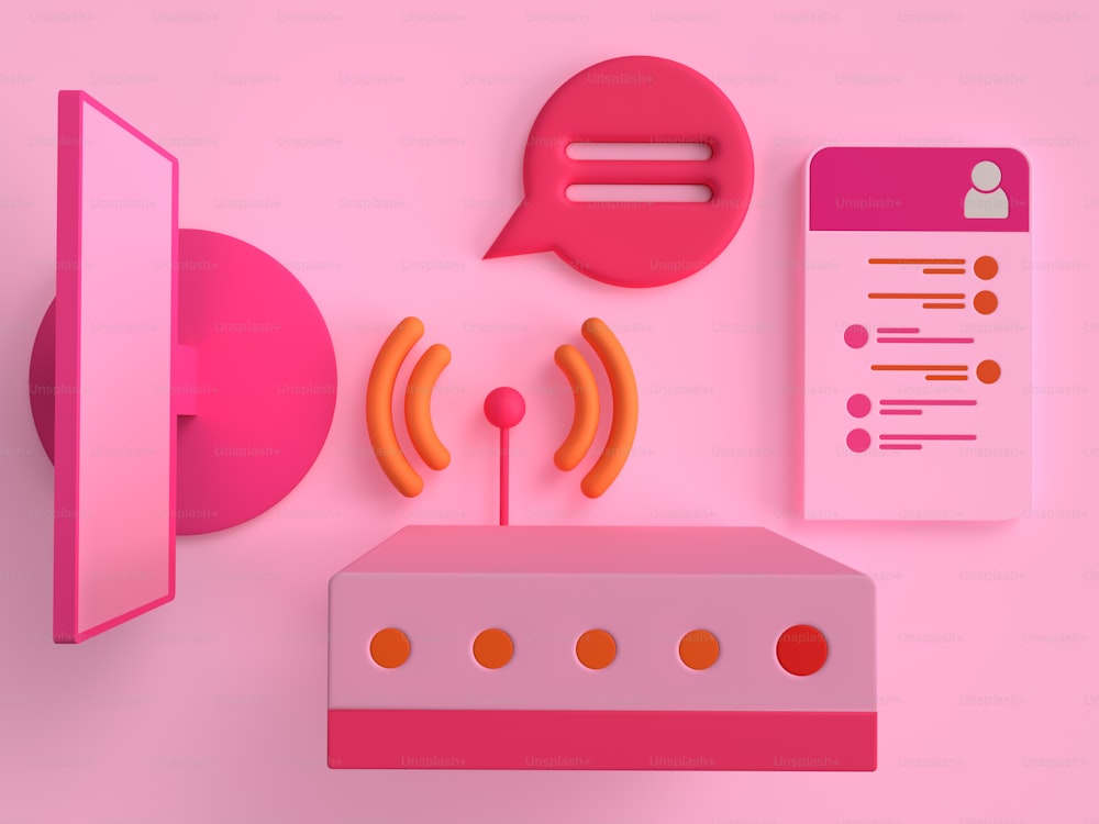 ピンクの壁とピンクの電話を持つピンクの部屋