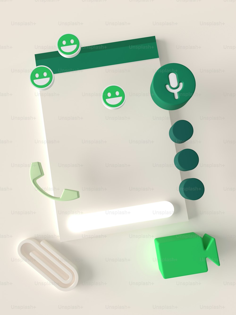 녹색 아이콘과 흰색 배경이 있는 컴퓨터 화면