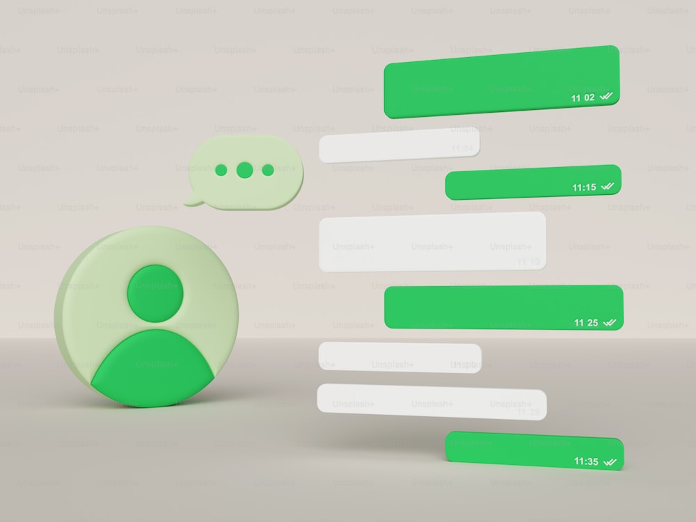 a group of green and white speech bubbles
