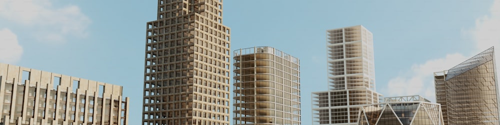 a group of tall buildings sitting next to each other