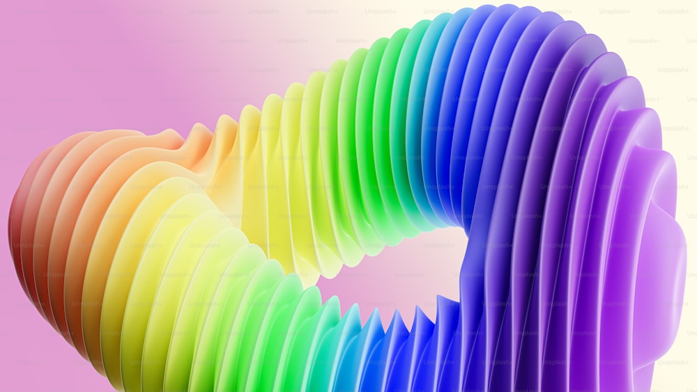 ein mehrfarbiges abstraktes Bild eines gekrümmten Objekts