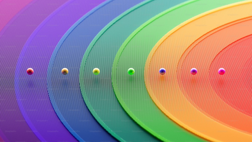 un mucchio di cerchi colorati diversi in fila