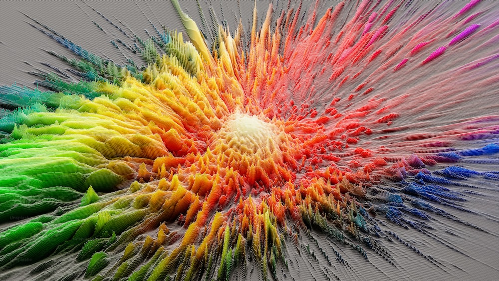 Um objeto multicolorido com um fundo branco