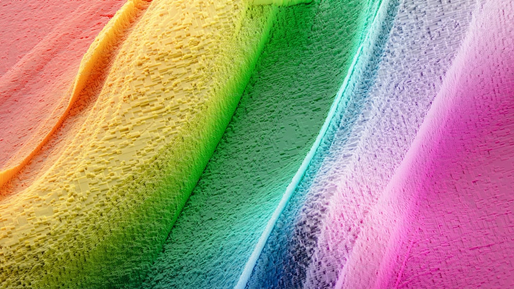 um close up de uma toalha colorida do arco-íris