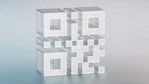 Une image 3D d’un cube blanc avec des carrés et des rectangles
