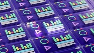 Un mucchio di pulsanti colorati diversi su uno sfondo viola