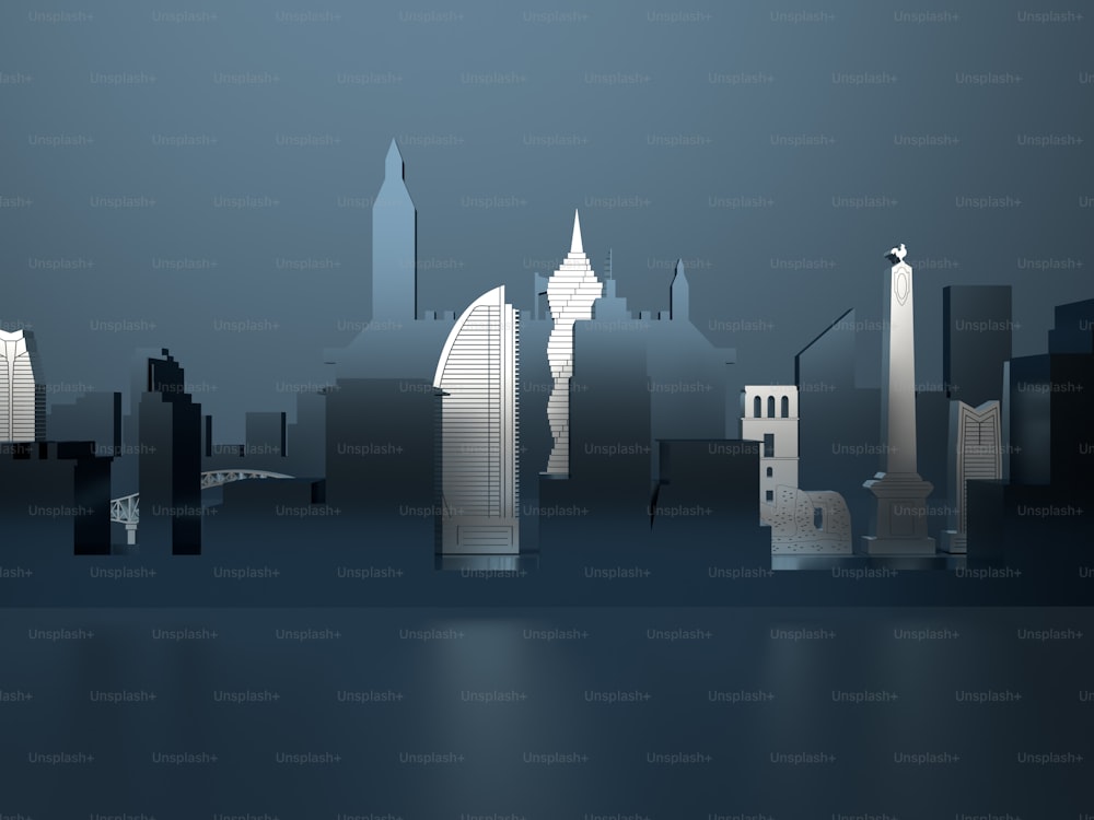 Ein Bild einer Stadtskyline mit Wolkenkratzern