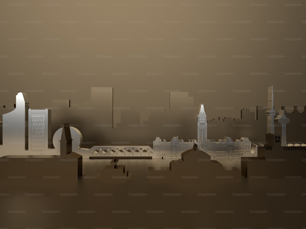 uma imagem de um horizonte da cidade com edifícios