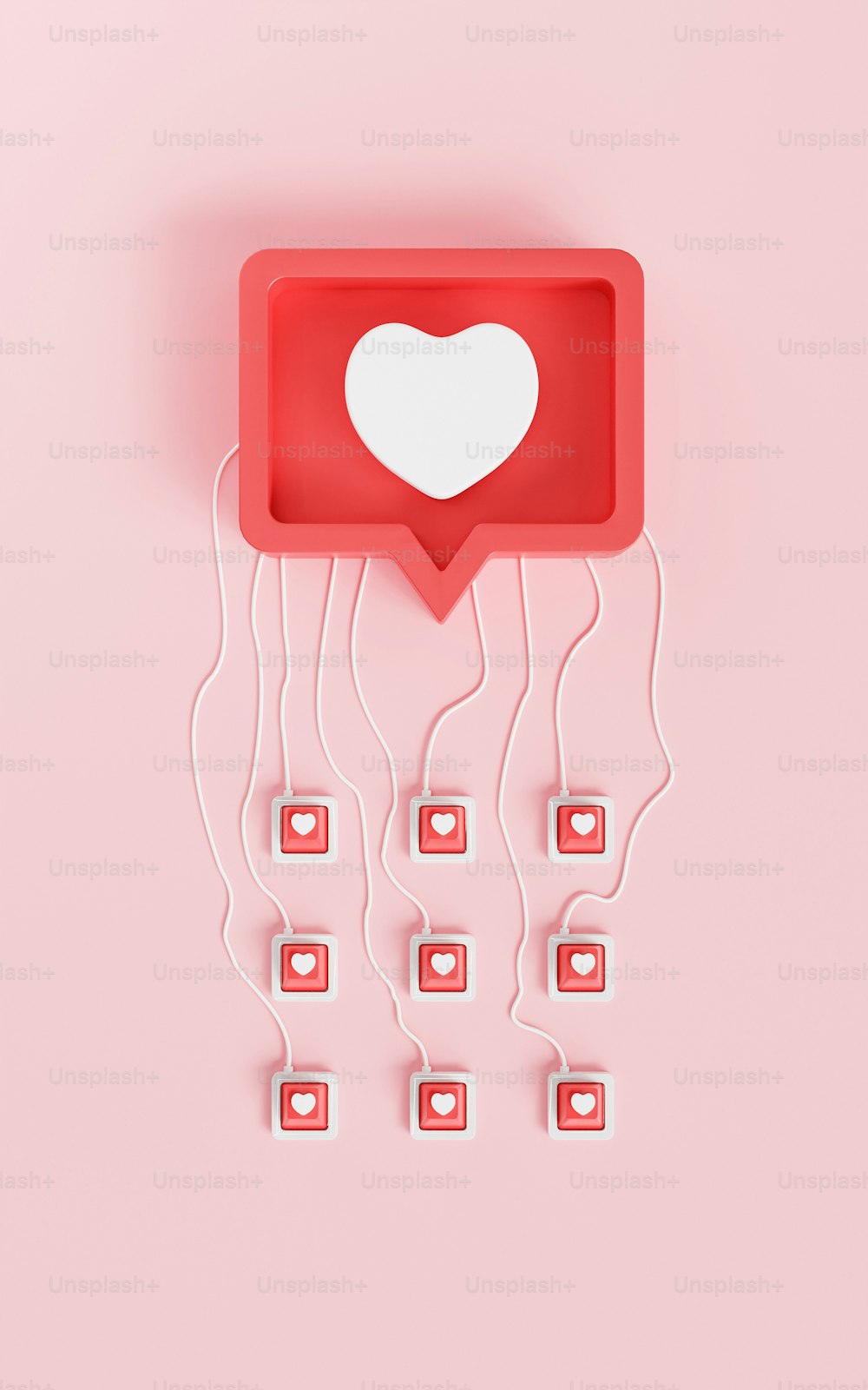 Una caja roja con un corazón blanco