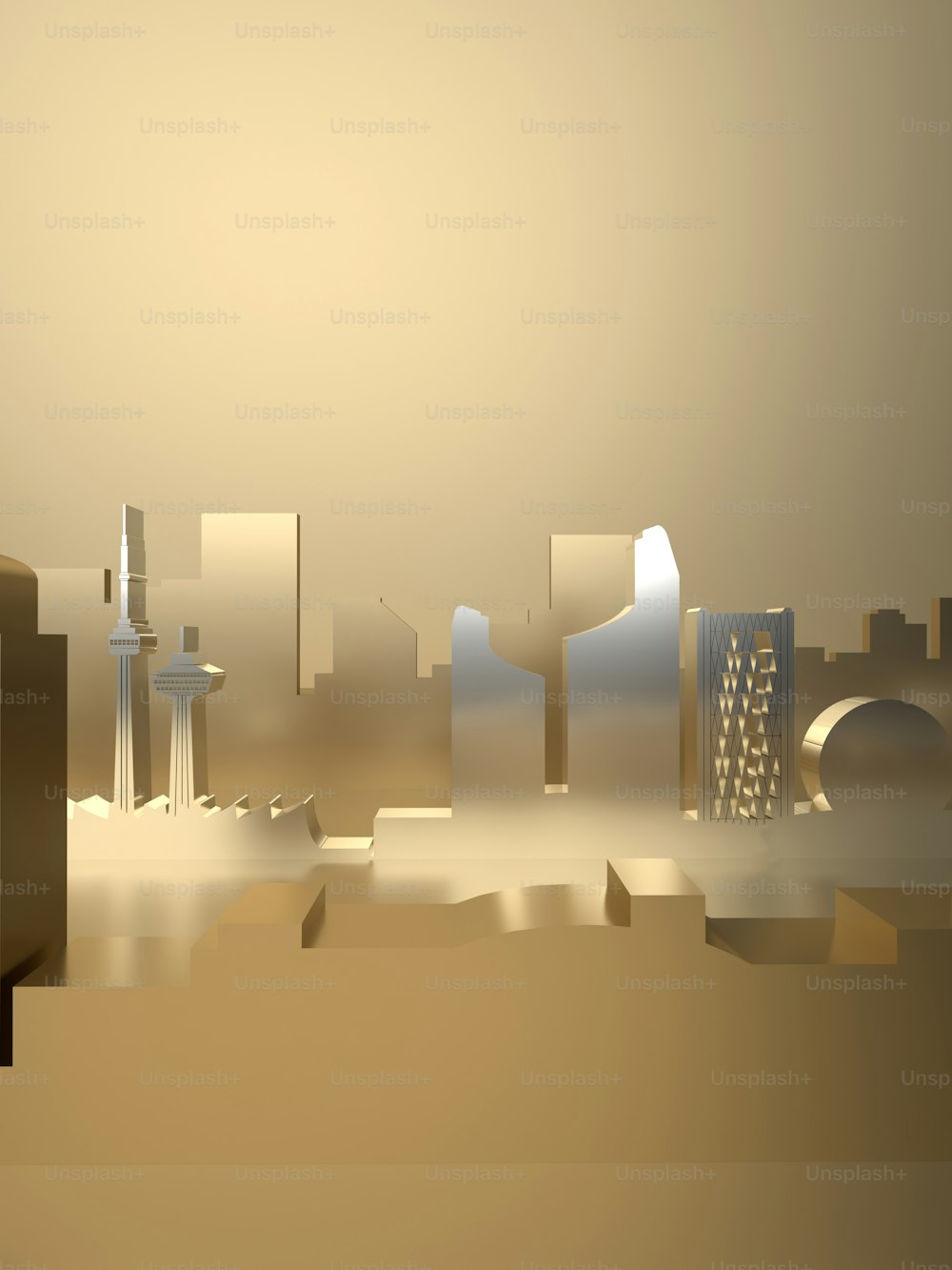 a digital painting of a cityscape with skyscrapers