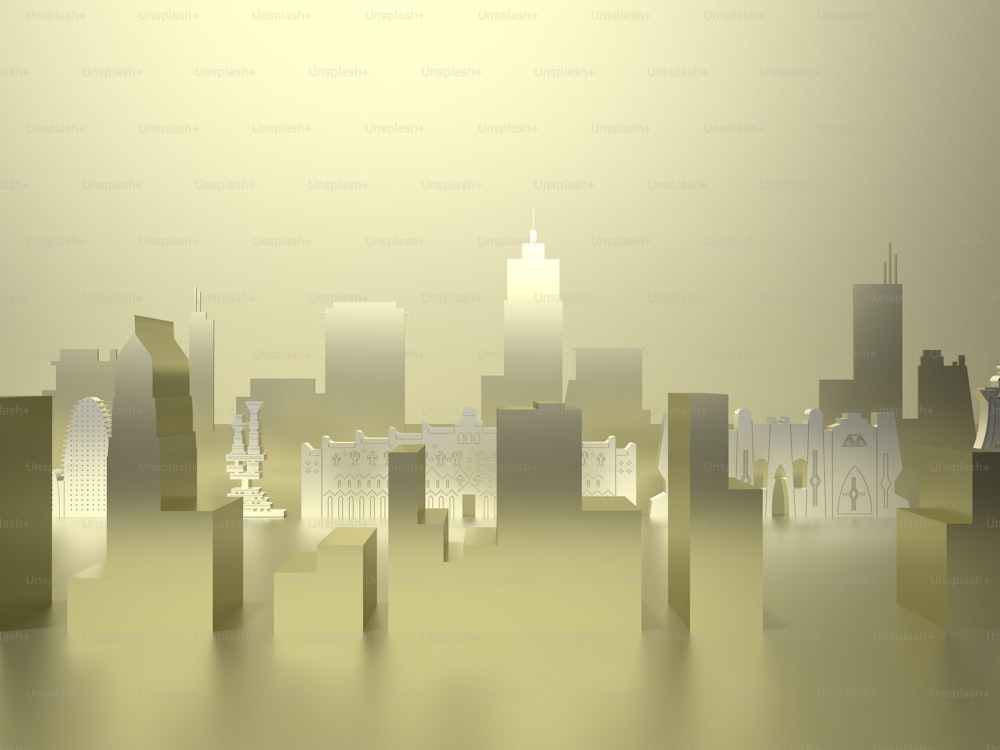 Una imagen de una ciudad con edificios y rascacielos
