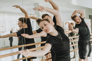 a group of people in a dance class