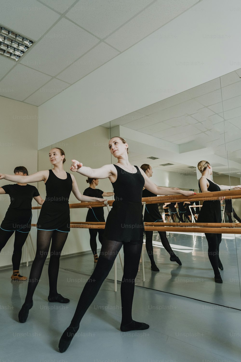 a group of dancers in a dance studio