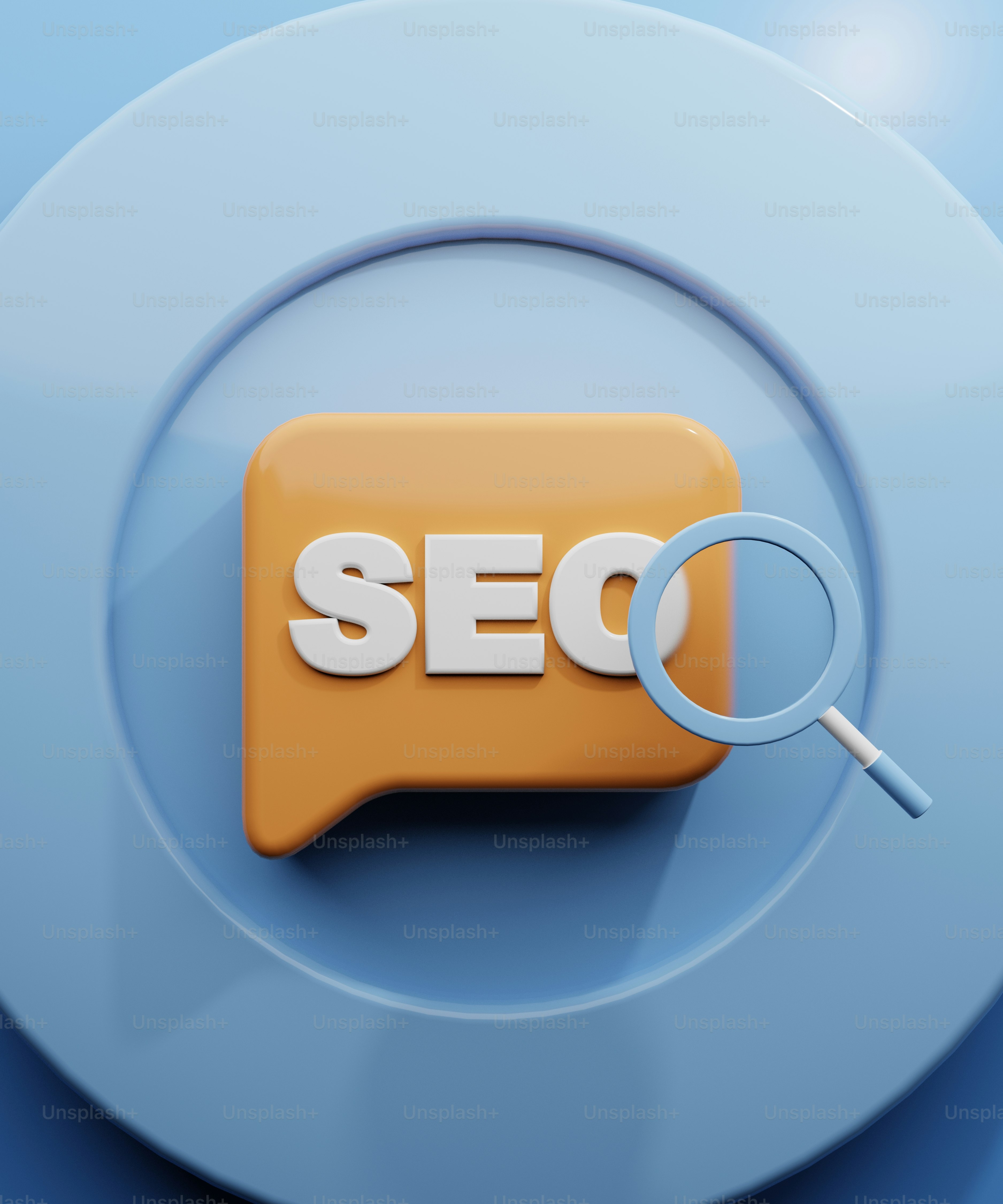 a magnifying glass on top of a yellow speech bubble