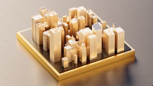 Una representación 3D de una ciudad con rascacielos