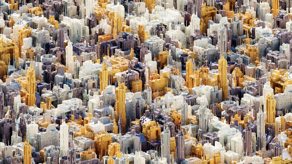 Une vue aérienne d’une ville avec des gratte-ciel et des bâtiments