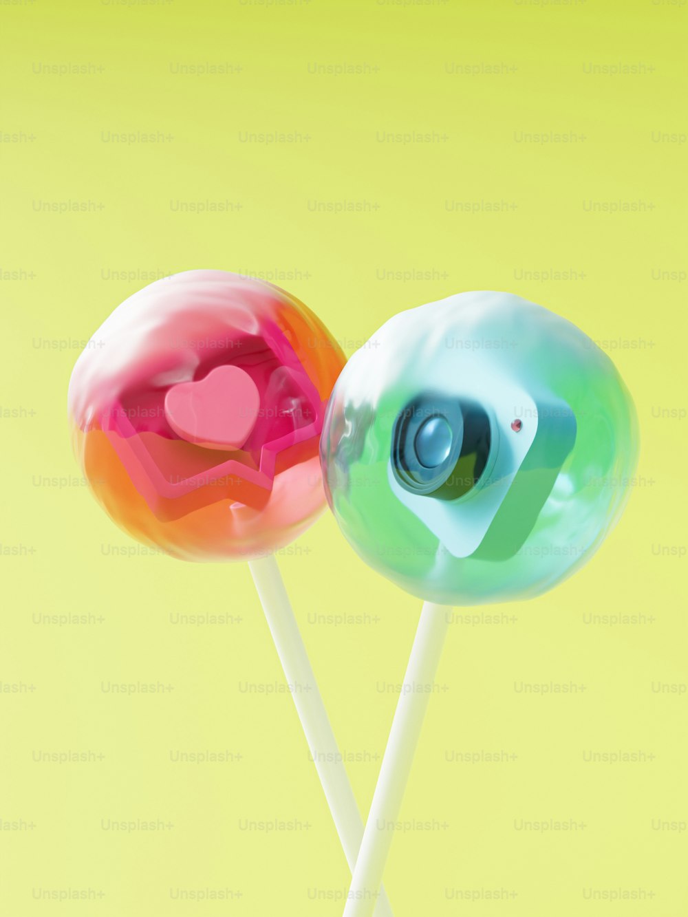 a couple of lollipops sitting on top of each other