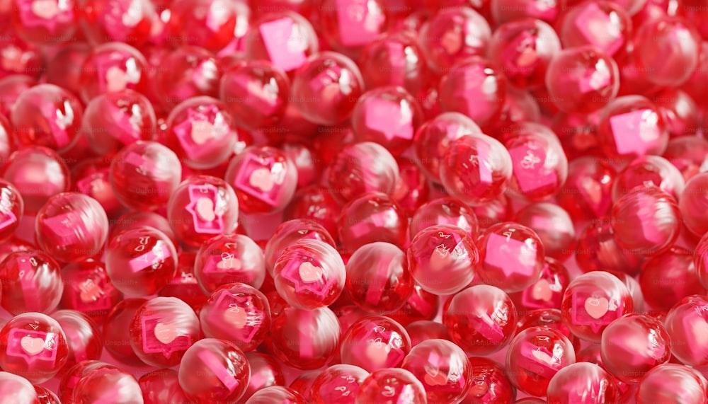 a close up of a bunch of red beads