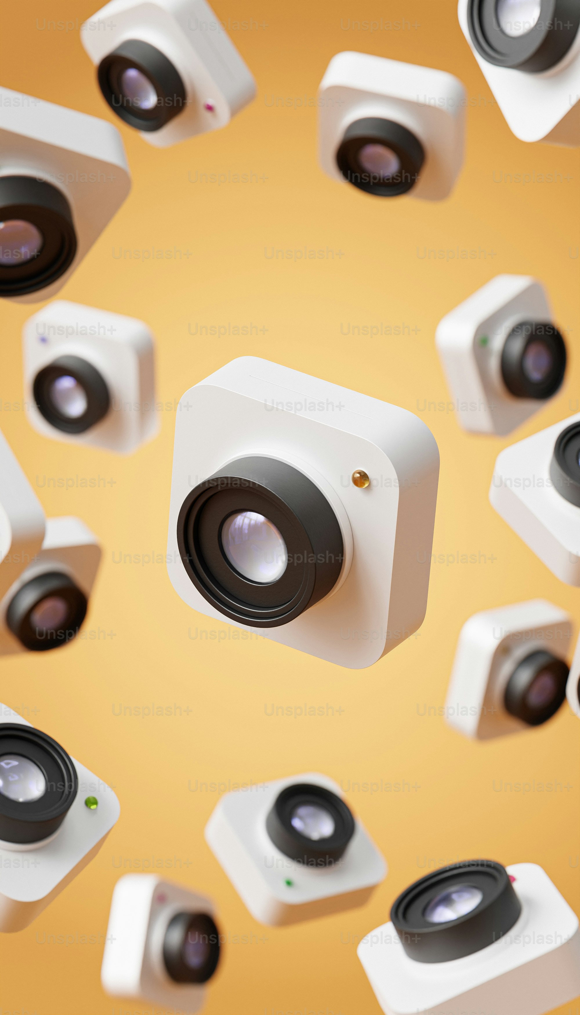 a bunch of speakers that are in the air