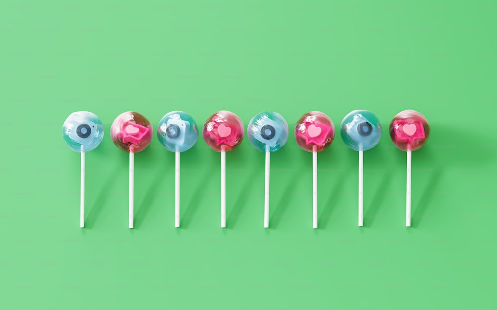 a row of lollipops sitting on top of each other