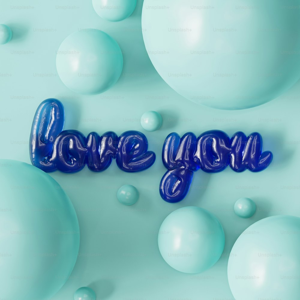 Le mot amour que vous avez orthographié sur des ballons