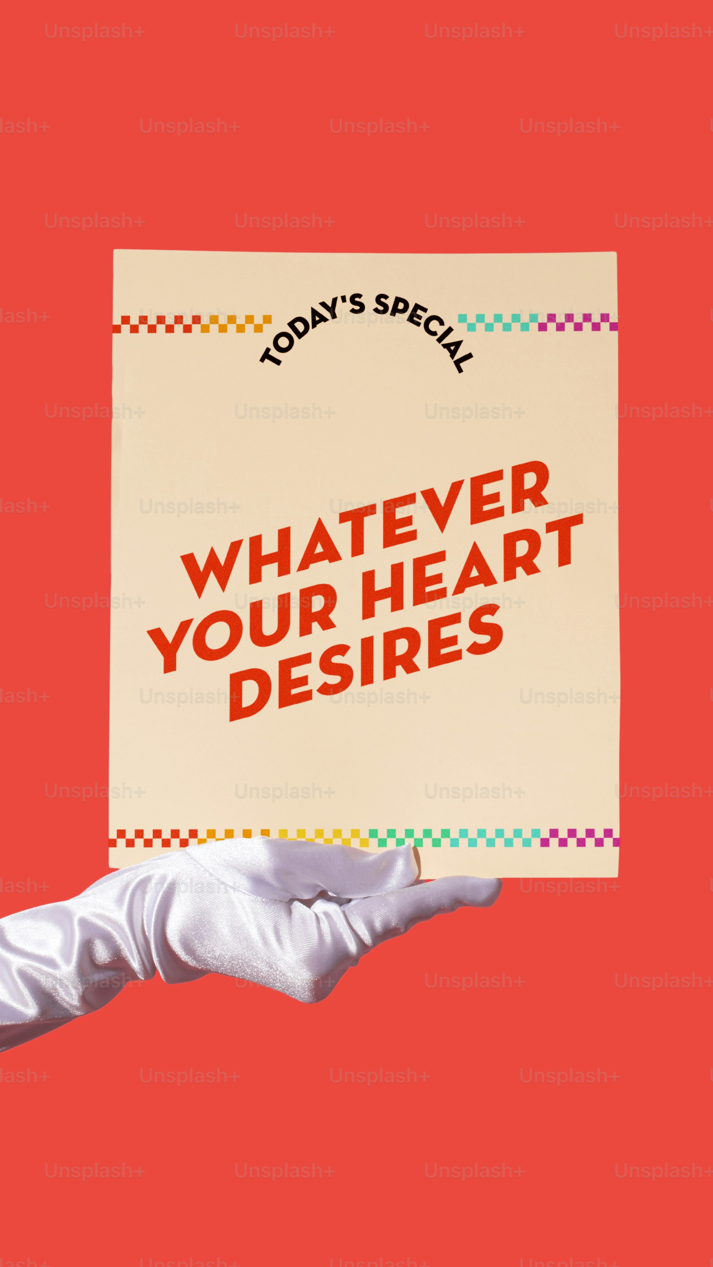 あなたの心にふさわしいものは何でも言う看板を持っている手