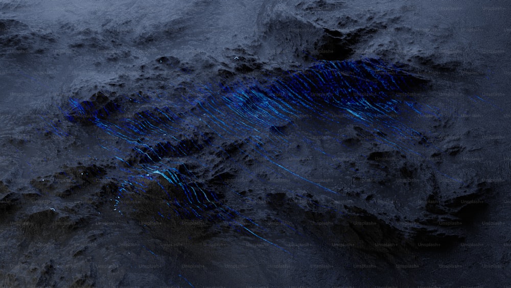 Una imagen generada por computadora de un objeto azul en la arena