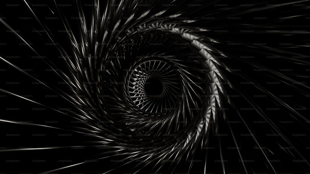 Una foto in bianco e nero di una spirale