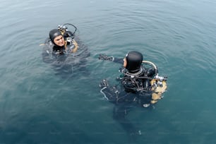 a person in the water with a scuba equipment