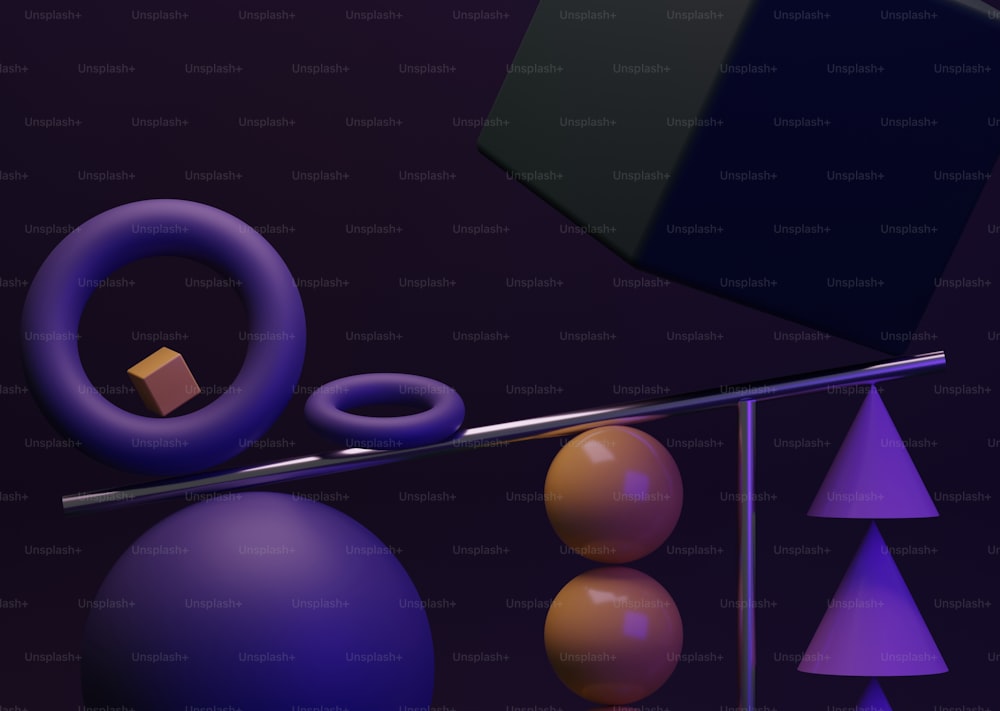Une image 3D d’un objet violet avec une barre