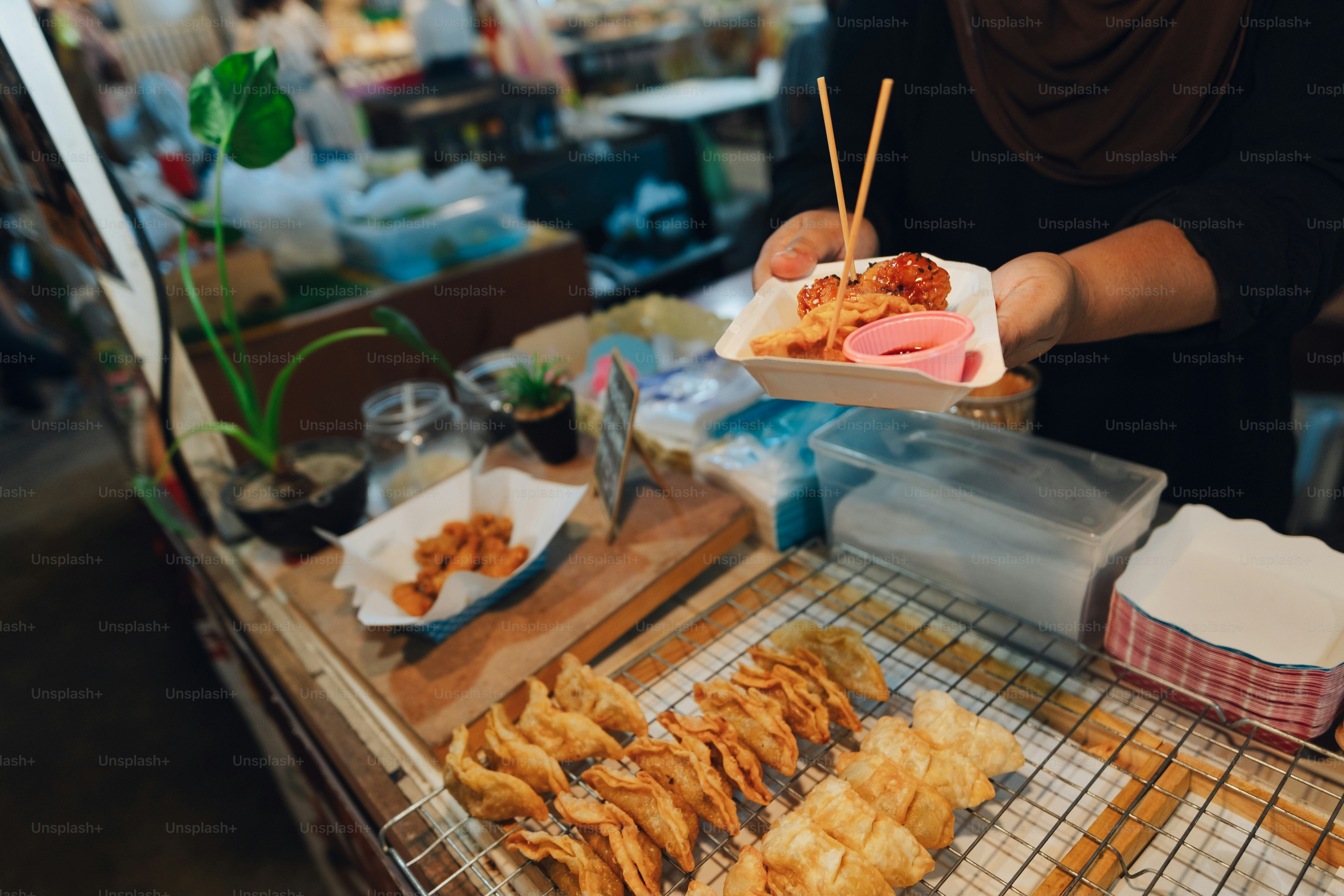 Fresh seafood bowl at Tokyo fish market