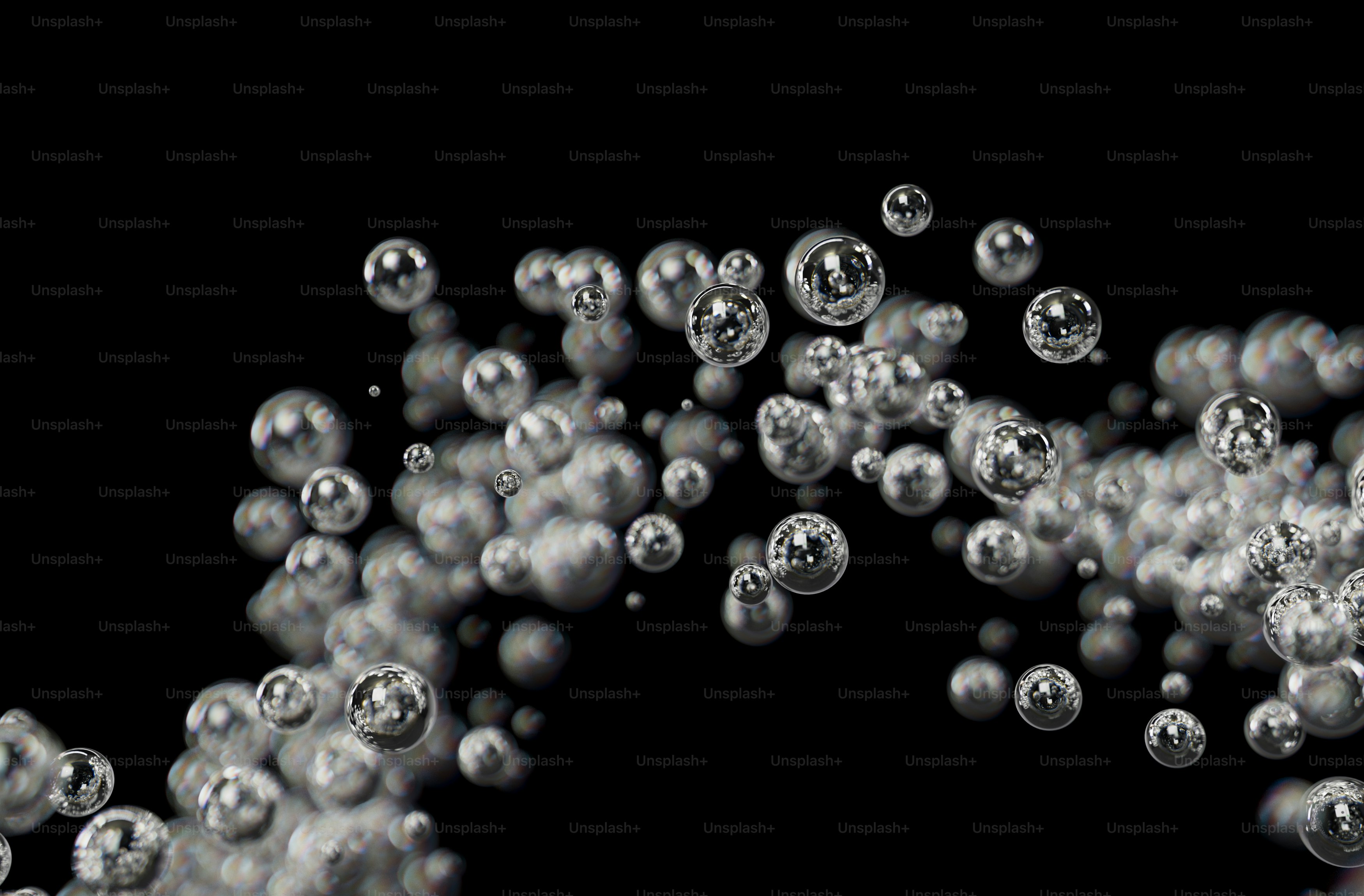 Un mucchio di bolle che fluttuano nell'aria