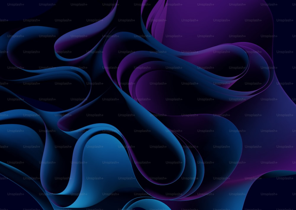 an abstract blue and purple background with wavy shapes