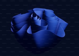 Una imagen 3D de un objeto azul sobre un fondo negro