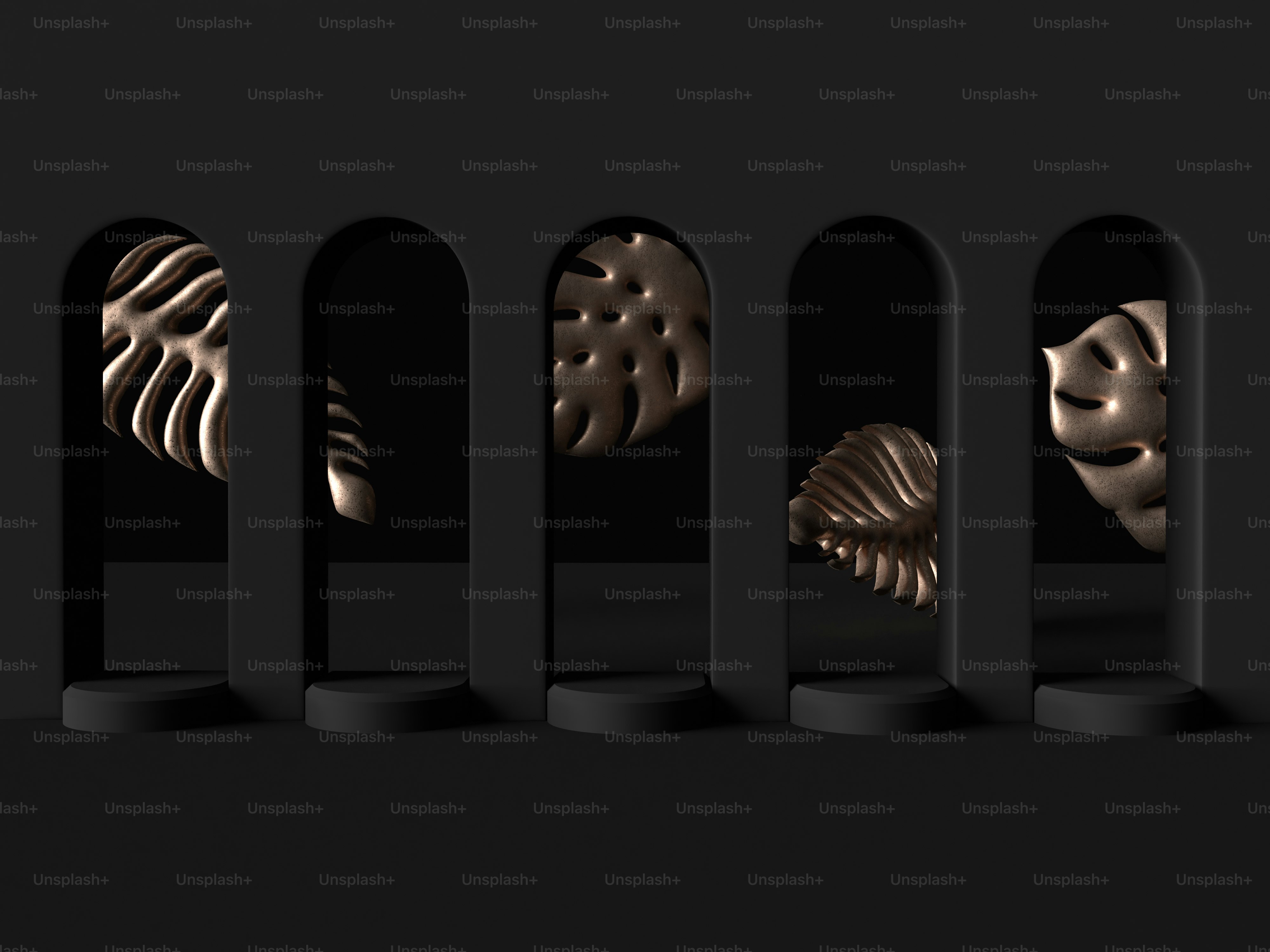 A row of arches with different shapes and sizes photo – Dark mode ...