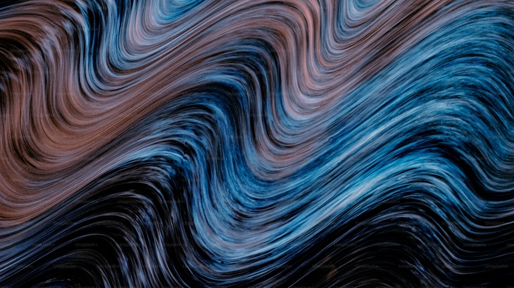 un motif ondulé bleu et brun avec un fond noir