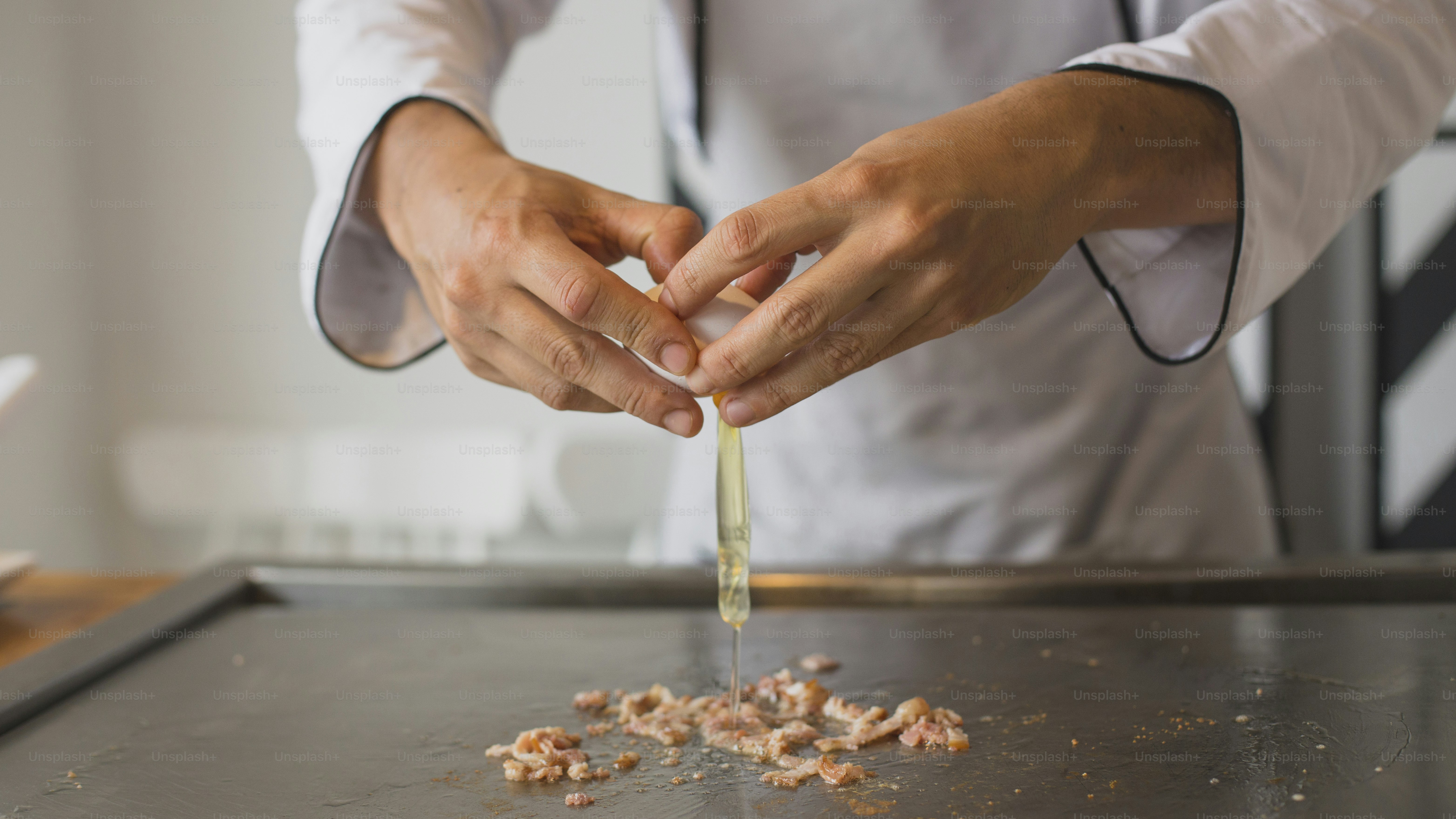 a person is preparing food on a table