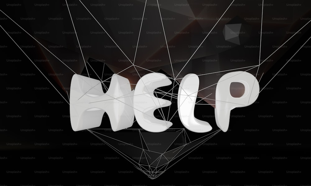 a black and white photo of the word help