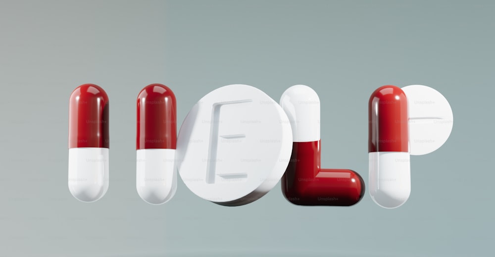 Un gruppo di pillole con la parola pillola scritta fuori di loro