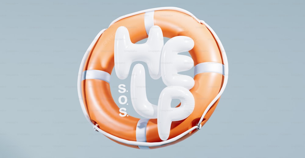 an orange life preserver floating in the air