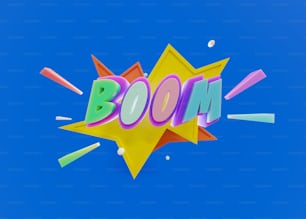 the word boom is made up of colorful paper stars