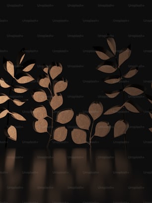 a group of cut out leaves sitting on top of a table